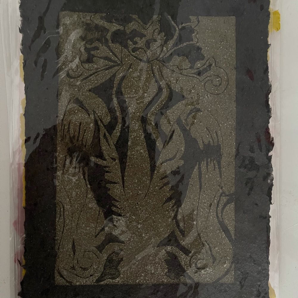 Original Ink Press Print On Handmade Paper